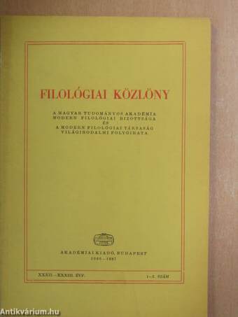 Filológiai Közlöny 1986-1987/1-4.