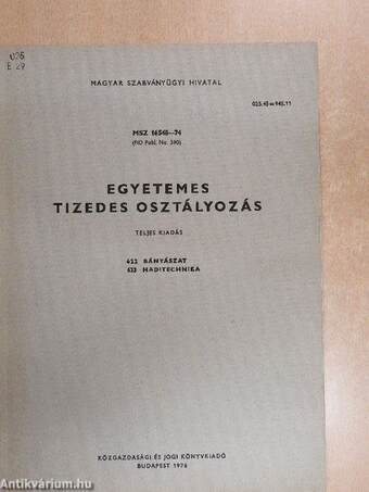 Egyetemes tizedes osztályozás 622-623.