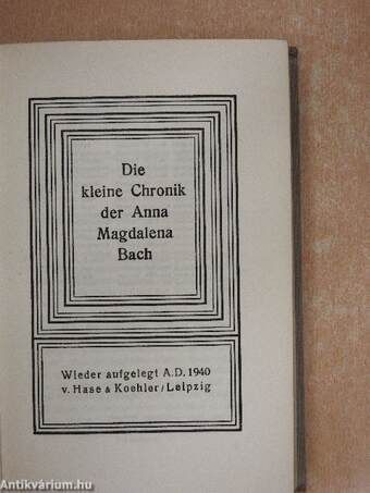 Die kleine Chronik der Anna Magdalena Bach