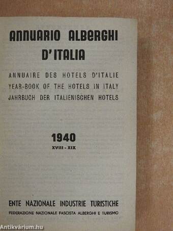 Annuario alberghi d'Italia 1940