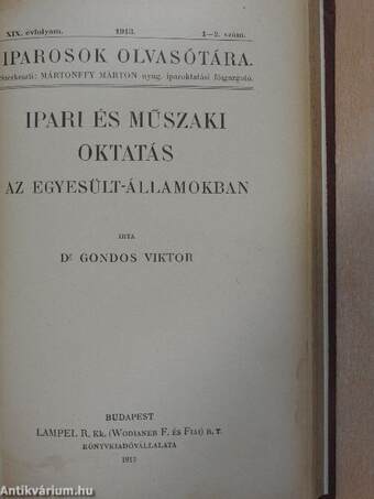 Iparosok olvasótára 1908/4-5., 1913/1-2., 1914/9-10., 1907/5-6. (vegyes számok)