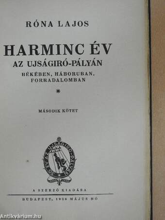 Harminc év az ujságíró-pályán II. (töredék)