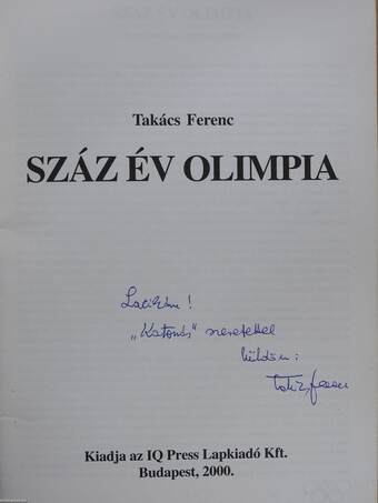 Száz év olimpia (dedikált példány)