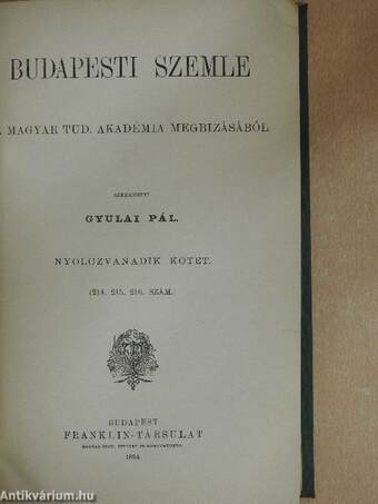 Budapesti Szemle 80. kötet 214-216. szám