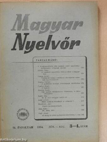 Magyar Nyelvőr 1954. június-augusztus