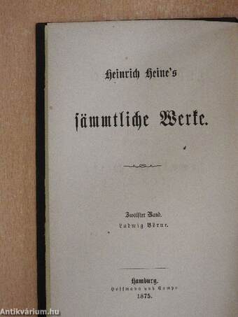 Heinrich Heine's sämmtliche Werke 12. (gótbetűs)