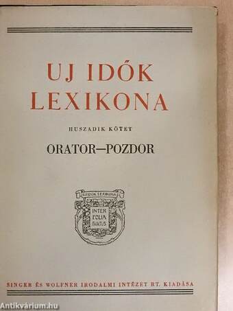 Uj Idők Lexikona 20. (töredék)