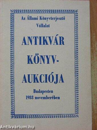 Az Állami Könyvterjesztő Vállalat antikvár könyvaukciója Budapesten 1988 novemberében