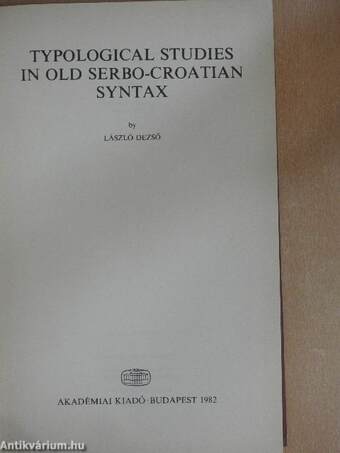 Typological studies in old serbo-croatian syntax