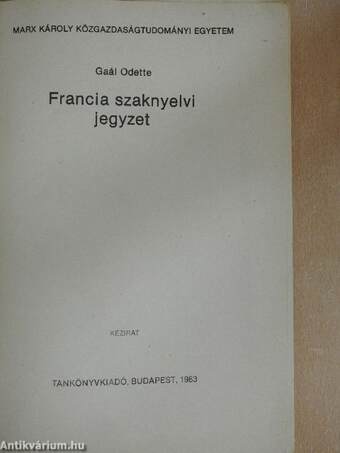 Francia szaknyelvi jegyzet