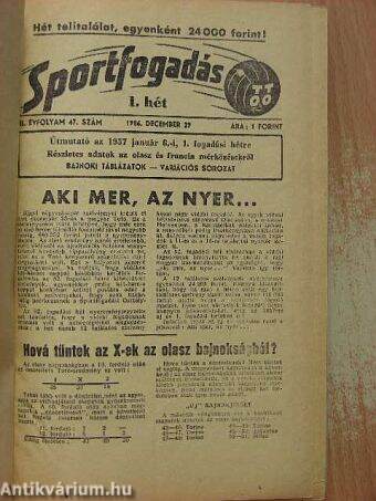 Sportfogadás 1957. január-december