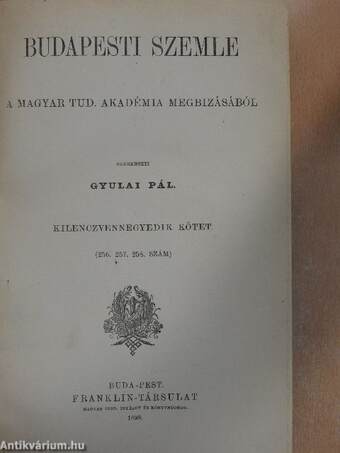 Budapesti Szemle 94. kötet 256-258. szám