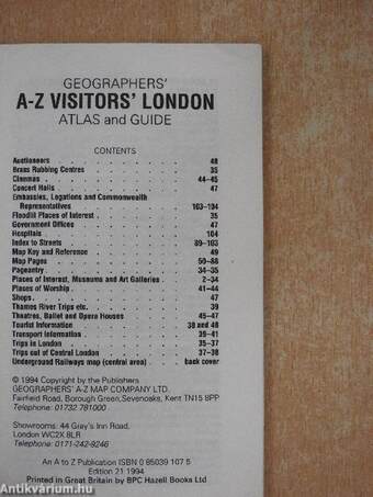 Geographers' A-Z visitors' London atlas and guide