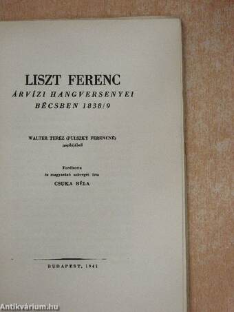 Liszt Ferenc árvízi hangversenyei Bécsben 1838/9