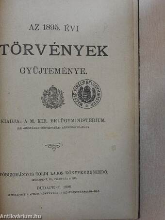 Az 1895. évi törvények gyüjteménye