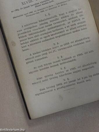 Az 1882. évi törvények gyüjteménye