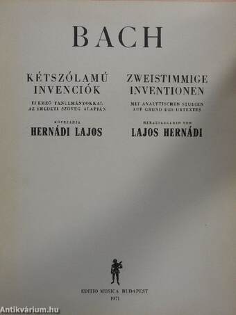 Kétszólamú invenciók/Elemző tanulmányok Bach Kétszólamú invencióihoz