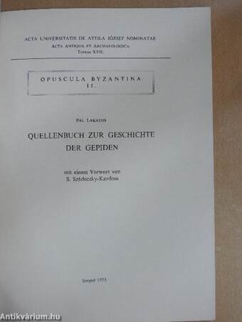 Quellenbuch zur Geschichte der Gepiden