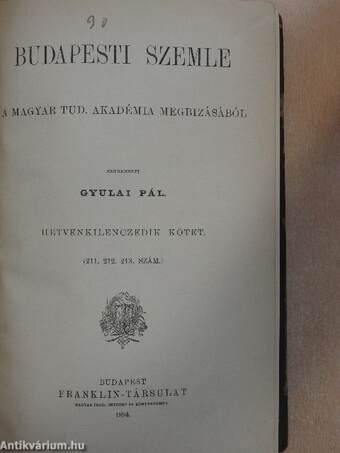 Budapesti Szemle 79. kötet 211-213. szám