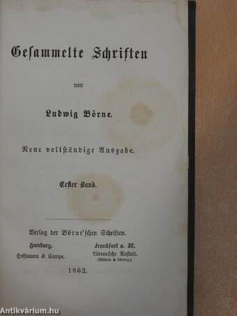 Gesammelte Schriften von Ludwig Börne I. (gótbetűs)