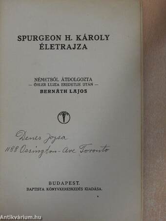 Spurgeon H. Károly életrajza