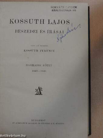 Kossuth Lajos beszédei és írásai III.