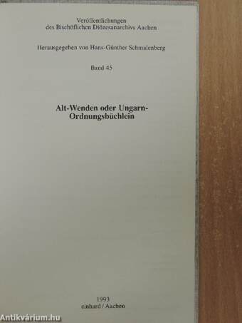 Alt-Wenden oder Ungarn-Ordnungsbüchlein