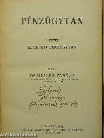 Pénzügytan I.