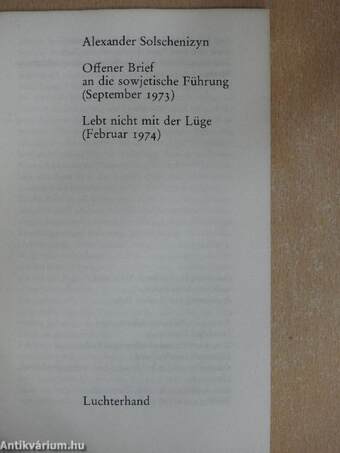 Offener Brief an die sowjetische Führung/Lebt nicht mit der Lüge