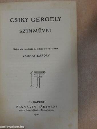 Csiky Gergely szinművei