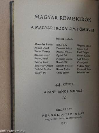 Arany János munkái IV.