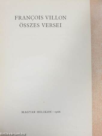 Francois Villon összes versei