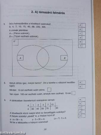 Témazáró felmérő feladatsorok matematika 5.