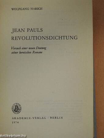 Jean Pauls Revolutionsdichtung
