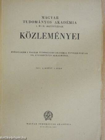 Magyar Tudományos Akadémia I. és II. Osztályának közleményei