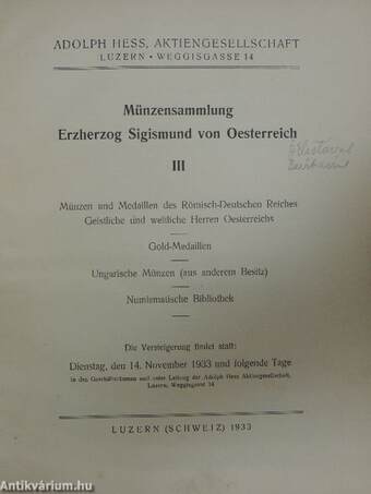Münzensammlung Erzherzog Sigismund von Oesterreich III.
