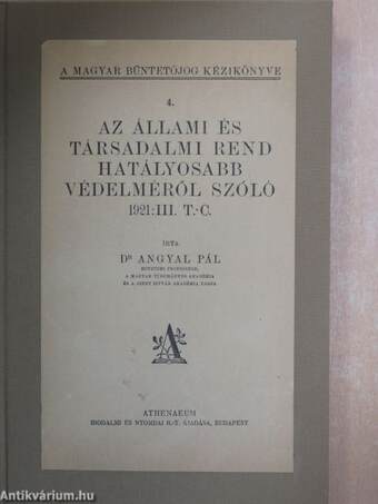 Az állami és társadalmi rend hatályosabb védelméről szóló 1921: III. T.-C.