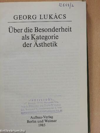 Über die Besonderheit als Kategorie der Ästhetik