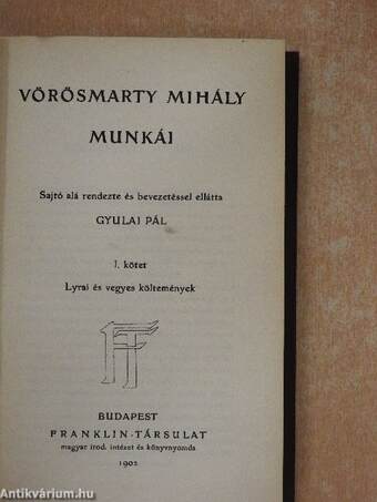 Vörösmarty Mihály munkái I-VI.