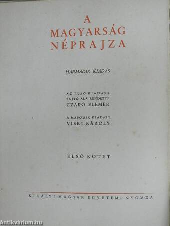 A magyarság néprajza I-IV.