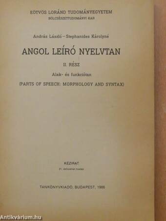 Angol leíró nyelvtan II.