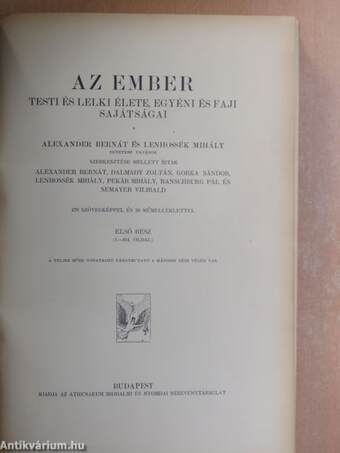 Az ember testi és lelki élete, egyéni és faji sajátságai I. (töredék)