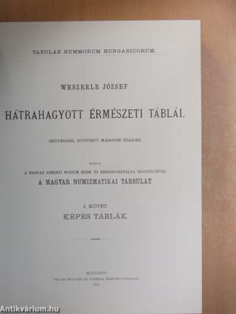 Weszerle József hátrahagyott érmészeti táblái I.