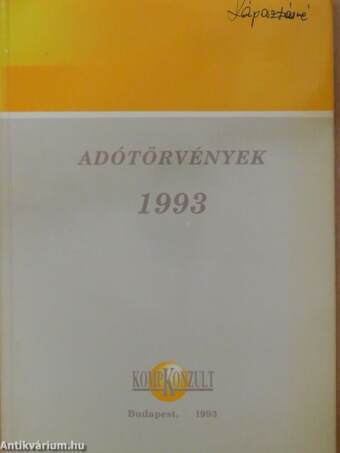 Adótörvények 1993