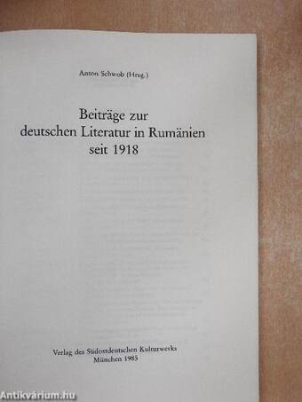 Beiträge zur deutschen Literatur in Rumänien seit 1918