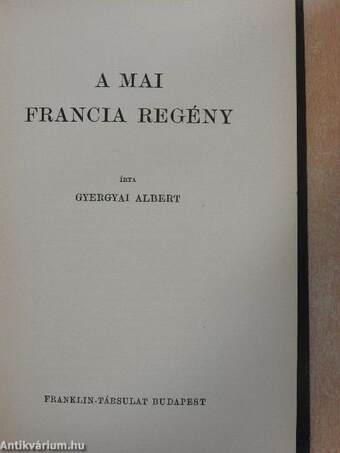 A mai francia regény