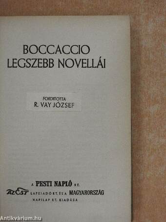 Boccaccio legszebb novellái