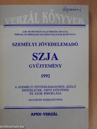 Személyi jövedelemadó - SZJA gyűjtemény 1992