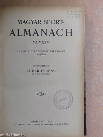 Magyar Sport-Almanach 1925.