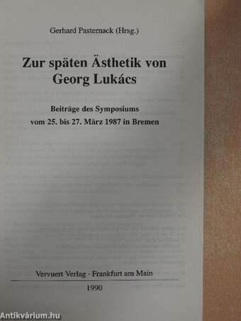 Zur späten Ästhetik von Georg Lukács